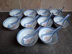 10x Vintage handbeschilderde Chinese soep/rijstkom met lepel, Antiek en Kunst, Ophalen