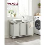VASAGLE Wasmand, wasmand met 3 compartimenten, Verzenden, Wit, Nieuw, Info@bobbelhome.com
