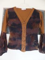 Mooie boho chic top in bruintinten. Met striklint en volant., Bruin, Verzenden, Lange mouw, Maat 36 (S)