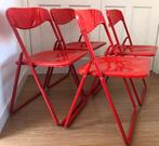 4 X Lerolin klapstoel | Rood | Italiaans design | jaren 70, Huis en Inrichting, Stoelen, Ophalen of Verzenden, Rood, Metaal, Vier