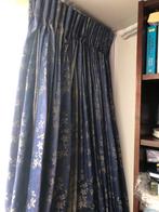 1 gordijn blauw met goud bloemen motief, Ophalen, Gebruikt, Blauw, 100 tot 150 cm
