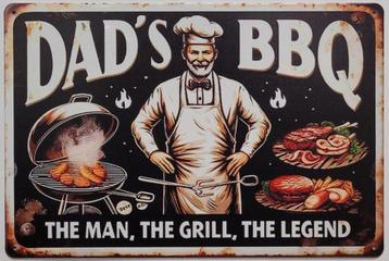 Dad's BBQ the legend barbecue reclamebord van metaal deco beschikbaar voor biedingen