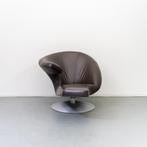2x Leolux Parabolica Fauteuils Set Bruin Leer - Aluminium, 125 tot 150 cm, Ophalen of Verzenden, Zo goed als nieuw, Metaal