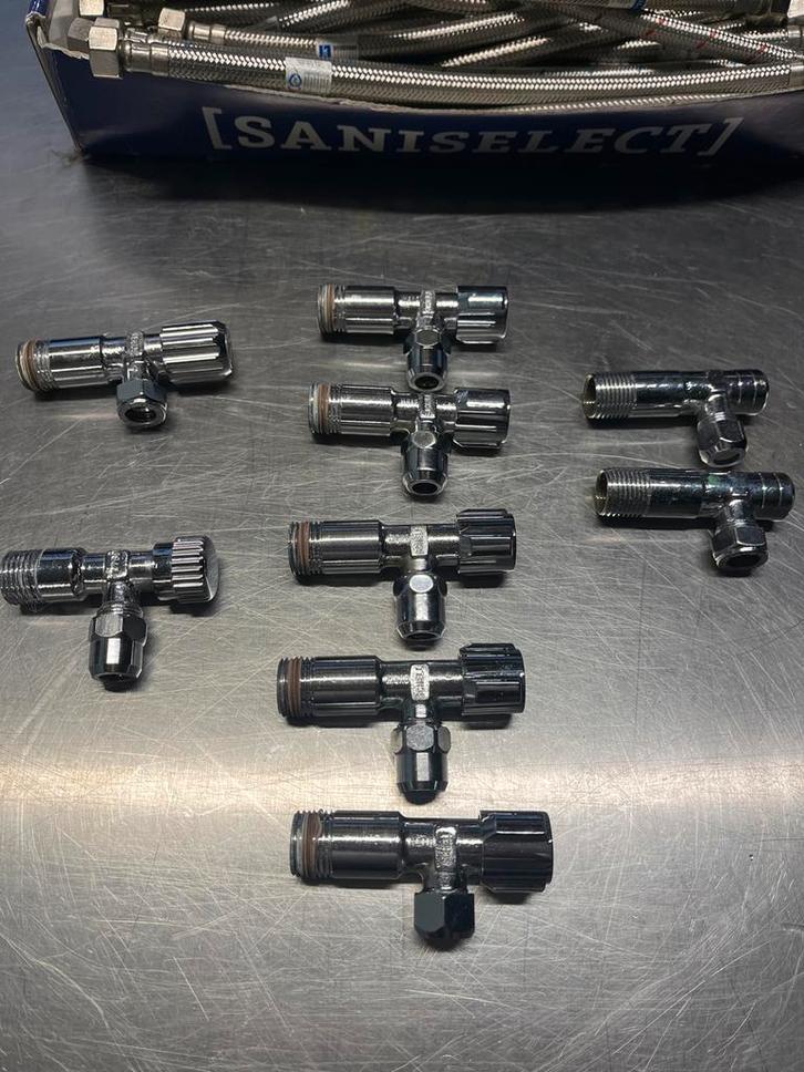 9x Stopkraan 1/2"x3/8" schell Keukenkraan, Doe-het-zelf en Verbouw, Sanitair, Gebruikt, Kraan, Chroom, Ophalen of Verzenden