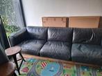 Leren bank zwart/grijs gemêleerd  ( eijerkamp 4/5 zits ), Ophalen, Gebruikt, Leer
