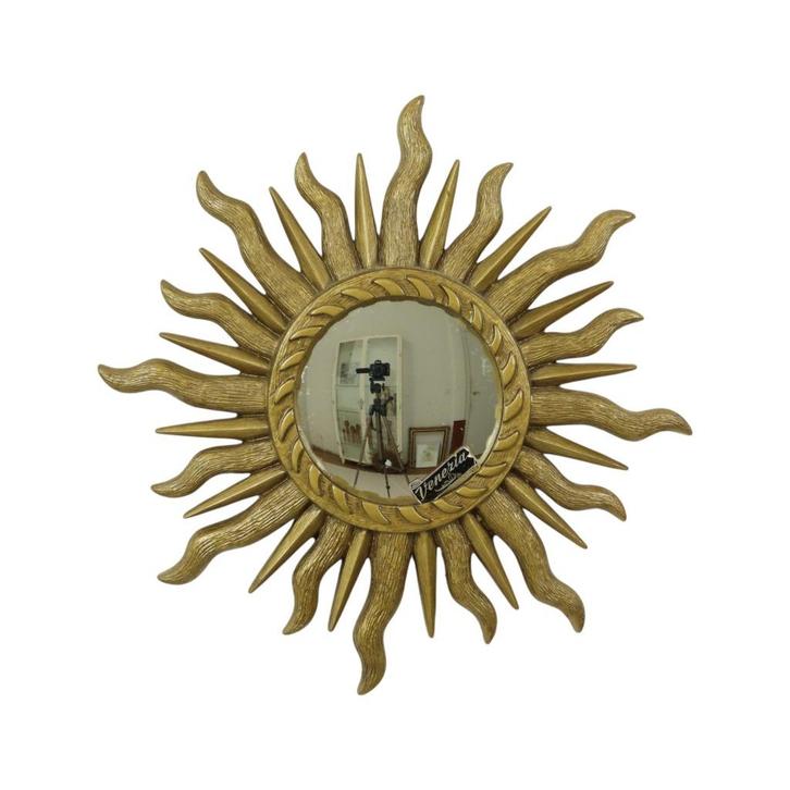 Italiaanse Sunburst Spiegel Venezia Zonnespiegel Goud 42cm, Huis en Inrichting, Woonaccessoires | Spiegels, Gebruikt, Minder dan 50 cm