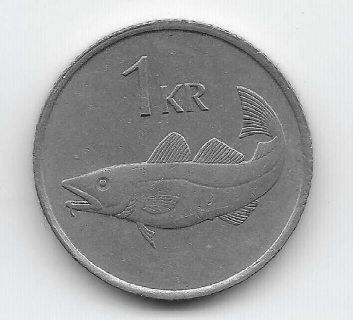 IJsland 1 króna 1987 KM# 27, Postzegels en Munten, Munten | Europa | Niet-Euromunten, Losse munt, Overige landen, Verzenden
