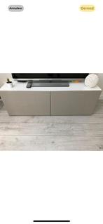 Ikea Besta TV meubel wit/lichtgrijs/beige, Ophalen, 100 tot 150 cm, Zo goed als nieuw, Minder dan 100 cm