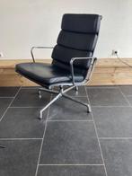 Vitra Eames EA 216 fauteuil, chroom , zwart leer, Huis en Inrichting, Fauteuils, Vitra, Gebruikt, Minder dan 75 cm, Design