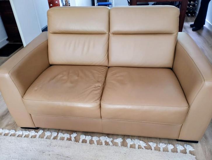 Musterring tweezits leren bank, Huis en Inrichting, Banken | Bankstellen, Zo goed als nieuw, Rechte bank, Tweepersoons, 150 tot 200 cm