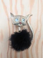 Vintage JJ Jonette gesigneerde broche Kat, Overige materialen, 4 tot 7 cm, Zwart, Xx