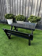 Houten Kinderpicknicktafel met rugleuning zwart, Tuin en Terras, Picknicktafels, Gebruikt, Rechthoekig, Hout, Ophalen