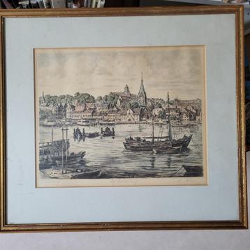 ets Haven Flensburg 1925 Richard Adler lijst 46 x 41 cm beschikbaar voor biedingen