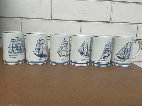 Delfts Blauwe Scheepsbekers - Set van 6 Vintage WD-026, Antiek en Kunst, Antiek | Keramiek en Aardewerk, Ophalen