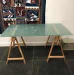 schragen tafel schragen bureau hobbytafel, glas tafelblad, Doe-het-zelf en Verbouw, Werkbanken, Ophalen of Verzenden, Gebruikt