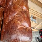 Vintage Chesterfield bank 2.20 breed + BEZORGING GRATIS, Gebruikt, Chesterfield, Leer, Ophalen of Verzenden