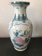 Chinese baluster vaas roze rozen met paar vogels, Ophalen