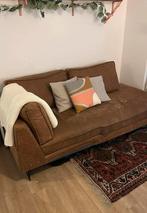 Bruine leren bank perfect voor een studentenkamer!, Ophalen, Zo goed als nieuw, 75 tot 100 cm, Tweepersoons