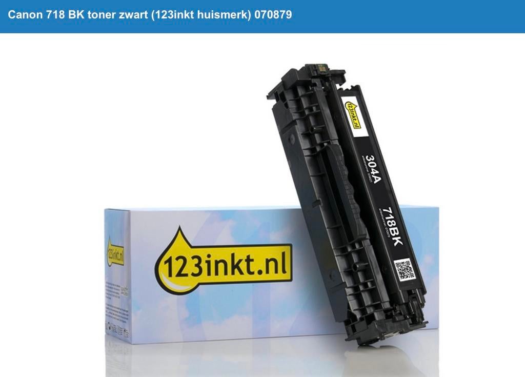 Canon 718 BK toner zwart (123inkt huismerk), Ophalen of Verzenden, Nieuw, Toner