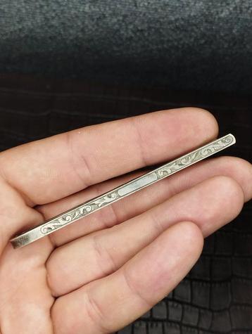 Vintage brede stropdasclip zilver beschikbaar voor biedingen