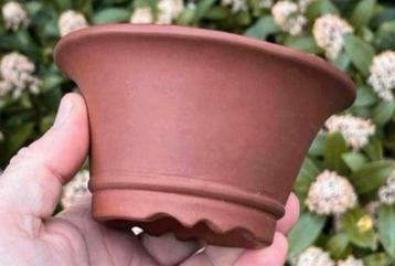 Bonsai pot rond bruin ongeglazuurd Japans aardewerk 12,8x6,6 beschikbaar voor biedingen