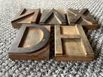 5 antieke gebruikte houten biljetletters, €5 per stuk, Ophalen of Verzenden, Gebruikt