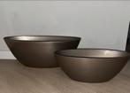 ELHO Brussels Diamond Grijs - Set van 2 potten., Tuin en Terras, Ophalen, Kunststof, 40 cm of meer, Rond