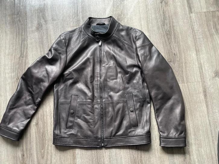 z.g.a.n. LEREN JACK van HUGO BOSS maat 52 bruin - WD014, Kleding | Heren, Jassen | Winter, Zo goed als nieuw, Maat 52/54 (L), Bruin