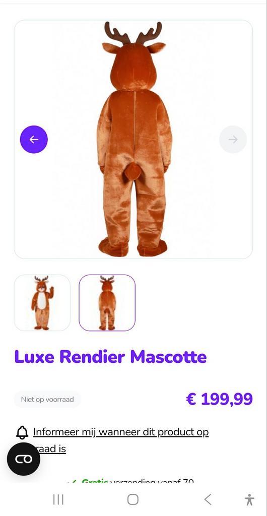 Luxe rendier kostuum nieuw, Diversen, Kerst, Ophalen of Verzenden