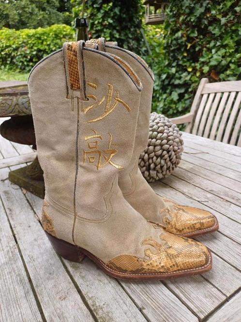 Sancho Boots - Cowboy Laarzen 37 laarsjes handgemaakt, Kleding | Dames, Schoenen, Gedragen, Lage of Enkellaarzen, Beige, Ophalen of Verzenden