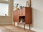 Vintage wandkast teak hout Topform jaren 50/60/70 messing, Ophalen, Gebruikt, Met deur(en), 100 tot 150 cm