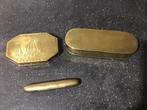 2 x antieke messing/ koper tabaksdoos en sigarenkoker 1846, Antiek en Kunst, Antiek | Koper en Brons, Ophalen of Verzenden