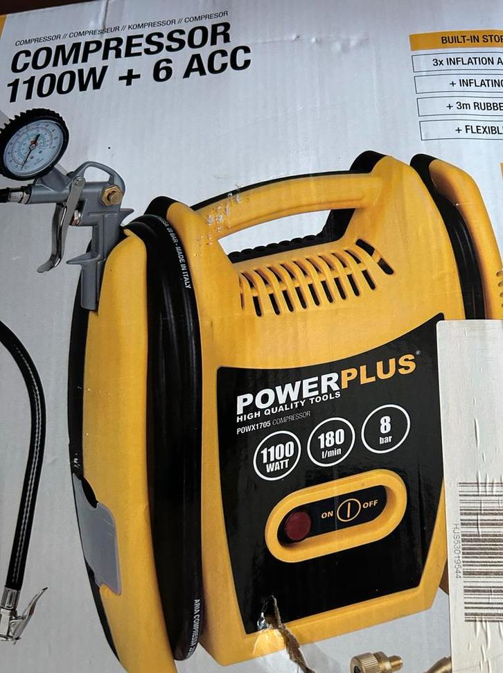 Powerplus POWX1705 Compressor - 1100W - Nieuw, Doe-het-zelf en Verbouw, Compressors, Nieuw, 6 tot 10 bar, Minder dan 25 liter
