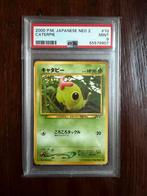 Caterpie #10 Neo 2 Crossing The Ruins PSA 9 Mint, Ophalen of Verzenden, Zo goed als nieuw, Losse kaart