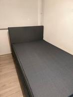 Bed boxer donker grijs, Ophalen, Eenpersoons, 140 cm, Zo goed als nieuw