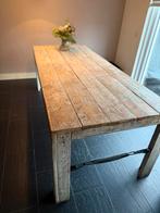 Steigerhouten Tafel + 5 gratis Lederen Stoelen, Huis en Inrichting, Tafels | Eettafels, Ophalen, Gebruikt, 200 cm of meer, 50 tot 100 cm