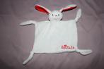 Bonbebe knuffel konijn wit/rood - knuffeldoekje 20x15cm, Ophalen of Verzenden, Gebruikt, Konijn