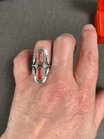 Ring zilver met koraal maat 55, Sieraden, Tassen en Uiterlijk, Ringen, Ophalen of Verzenden, 17 tot 18, Zilver, Dame
