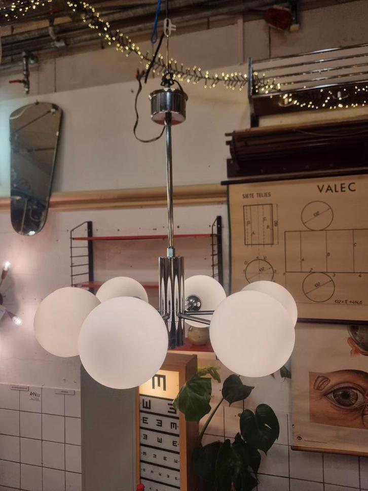 Vintage sputnik hanglamp jaren 70 space age, Antiek en Kunst, Antiek | Lampen, Ophalen