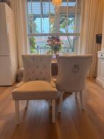 5 prachtige landelijke eetstoelen beige taupe roomwit, Huis en Inrichting, Ophalen, Overige kleuren, Zo goed als nieuw, Stof