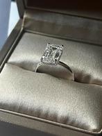 14 karaat witgouden ring met grote 3.50 ct lab-grown diamant, Wit, Nieuw, Ophalen of Verzenden, Kleiner dan 17