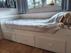 Uitschuifbaar bed / bedbank 90/180x200 cm, Ophalen, 90 cm, Eenpersoons, Wit