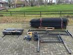 Dubbelstaafmat hekwerk met palen, poorten en bevestiging, Ophalen, Met poort, Dubbelstaafmat hekwerk, Zo goed als nieuw