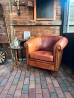 Schapenleren clubfauteuil, Ophalen of Verzenden, Zo goed als nieuw, 75 tot 100 cm, Leer