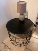 Metalen bijzettafel opbergtafel met houten deksel, Huis en Inrichting, Tafels | Bijzettafels, Minder dan 55 cm, Metaal of Aluminium