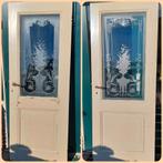 Antieke set deuren met geetst glas, jugendstil, Doe-het-zelf en Verbouw, Deuren en Horren, Ophalen, Gebruikt, 80 tot 100 cm, Binnendeur