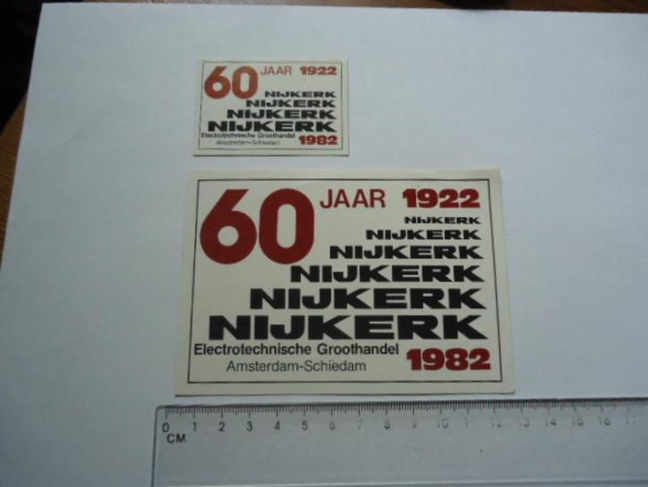 sticker oud NIJKERK 1982 Schiedam Amsterdam mokum elektro, Verzamelen, Stickers, Zo goed als nieuw, Bedrijf of Vereniging, Verzenden