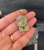 14 karaats gouden Jezus face hanger 4.8 cm, Nieuw, Goud, Goud, Ophalen of Verzenden