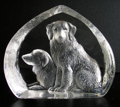 Presse papier Mats Jonasson 3696 Golden Retrievers, Antiek en Kunst, Antiek | Glas en Kristal, Ophalen of Verzenden