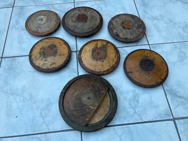 Oude vintage discussen. Met houten kern., Antiek en Kunst, Curiosa en Brocante, Ophalen of Verzenden